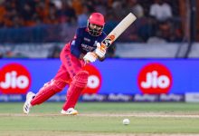 Hyderabad: Rajasthan Royals' Ravindra Jadeja plays a shot during the Indian Premier League 2026 match between Sunrisers Hyderabad and Rajasthan Royals, at Rajiv Gandhi International Stadium, in Hyderabad on Monday, April 13, 2026. (Photo: IANS)